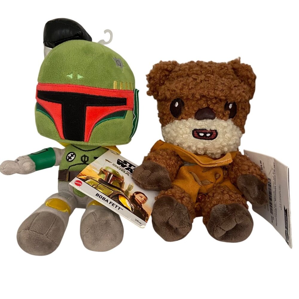 Star Wars Ewok & Boba Fett Plush Toys 20cm Mattel Soft Collectibles For Fans & K
